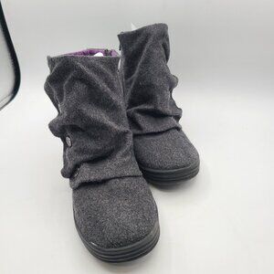 Blowfish Malibu Women’s Boots – Size 9 – Dark Gray Fabric with Purple Lining